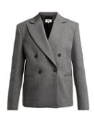 Matchesfashion.com Mm6 Maison Margiela - Double Breasted Twill Blazer - Womens - Dark Grey