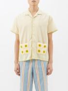 Harago - Crochet-pocket Checked-cotton Short-sleeved Shirt - Mens - Yellow Multi