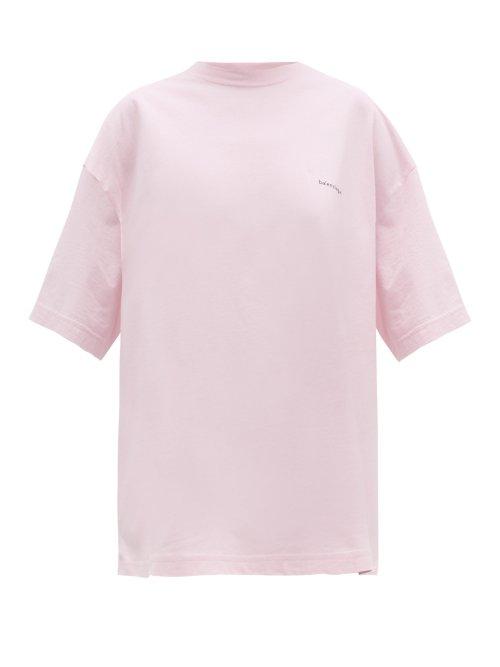 Matchesfashion.com Balenciaga - Oversized Copyright Logo Cotton T Shirt - Womens - Light Pink
