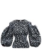 Cecilie Bahnsen - Jasiah Puff-sleeve Floral Fil-coup Cutout Top - Womens - Black Multi