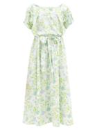 Matchesfashion.com Thierry Colson - Vera Floral-print Cotton-voile Dress - Womens - Green Blue Print