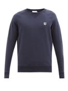 Maison Kitsun - Fox Head-patch Cotton-jersey Sweatshirt - Mens - Navy