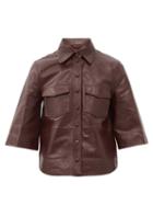 Matchesfashion.com Ganni - Bell-sleeve Leather Shirt - Womens - Burgundy