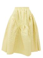 Matchesfashion.com Cecilie Bahnsen - Eve Quilted-silk Midi Skirt - Womens - Yellow