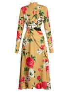 Msgm High-neck Floral-print Crepe Dress