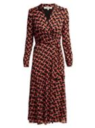 Matchesfashion.com Diane Von Furstenberg - Phoenix Wrap Front Dress - Womens - Black Red