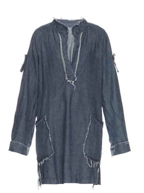 Raquel Allegra Frayed-edge Cotton-chambray Dress