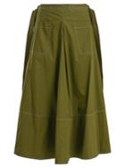 Marni Contrast-stitch Cotton-poplin Midi Skirt