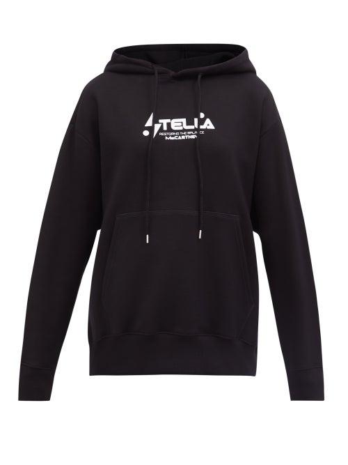 Stella Mccartney - Logo-print Cotton-jersey Hooded Sweatshirt - Womens - Black White