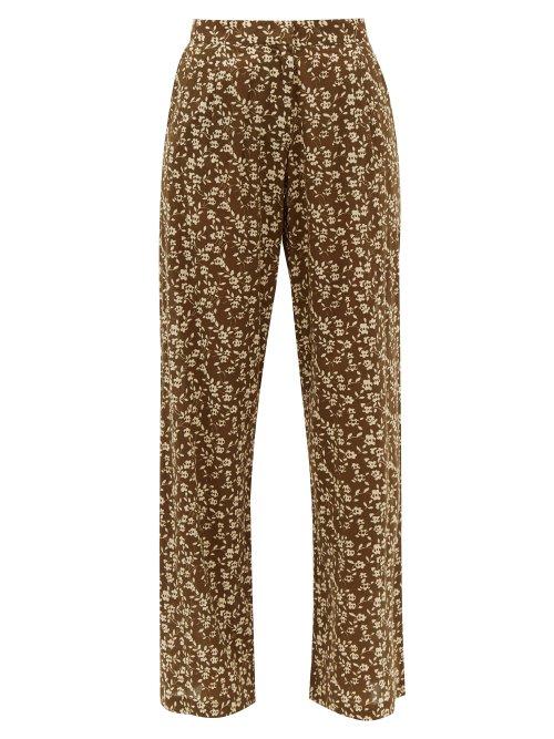Matchesfashion.com Dodo Bar Or - Hattie Floral Print Cotton Wide Leg Trousers - Womens - Red Print