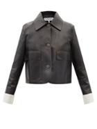 Ladies Rtw Loewe - Cropped Leather Jacket - Womens - Black