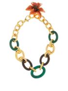 Matchesfashion.com Dolce & Gabbana - Flower Pendant Cable-chain Necklace - Womens - Green Multi