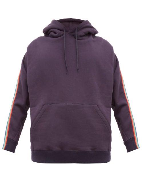 Matchesfashion.com Bless - Zip Webbed Cotton Jersey Hooded Sweatshirt - Mens - Dark Blue