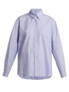 Matchesfashion.com Miu Miu - Button Down Collar Checked Cotton Shirt - Womens - Blue
