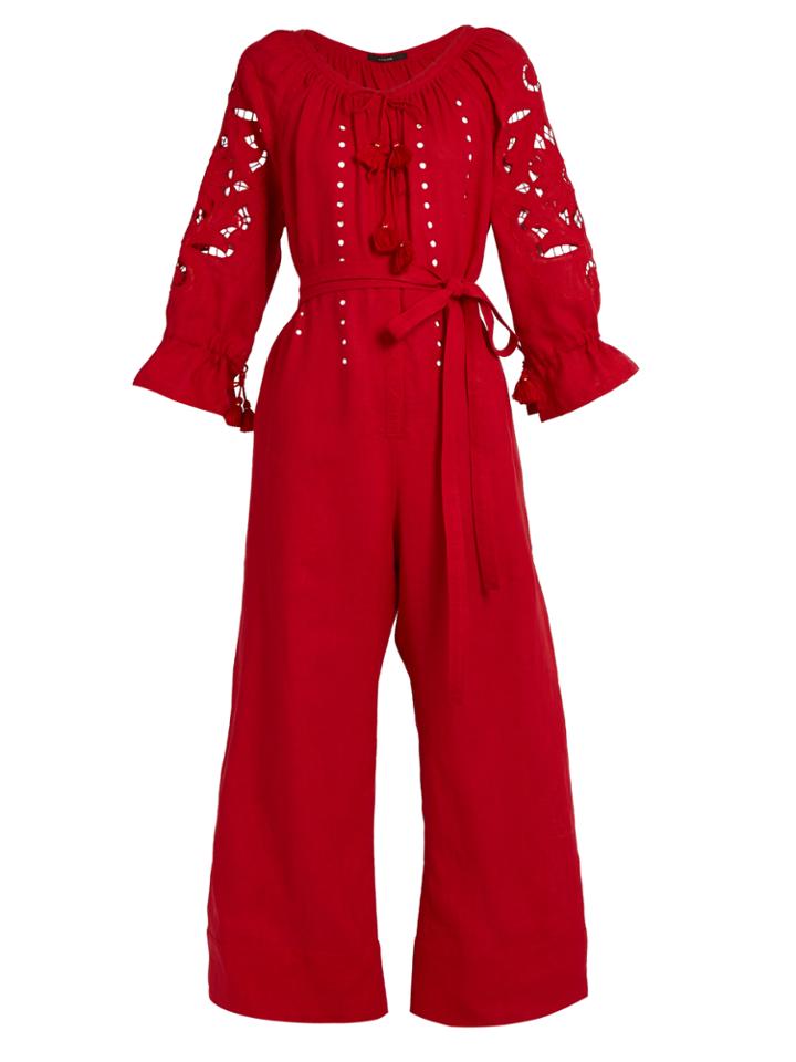 Vita Kin Garden Of Babylon Cutwork-embroidered Jumpsuit