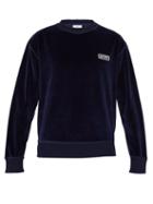 Matchesfashion.com Ami - Crew Neck Cotton Blend Velour Sweatshirt - Mens - Navy