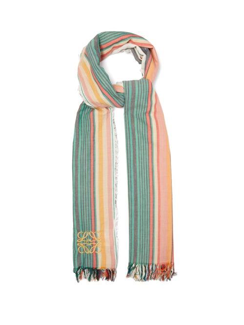 Matchesfashion.com Loewe - Striped Cotton Scarf - Mens - Multi