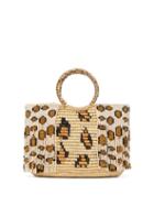 Matchesfashion.com Sensi Studio - Leopard Bead Embellished Toquilla Straw Tote - Womens - Beige