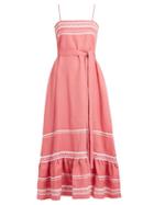 Matchesfashion.com Lisa Marie Fernandez - Ric Rac Trimmed Linen Slip Dress - Womens - Pink
