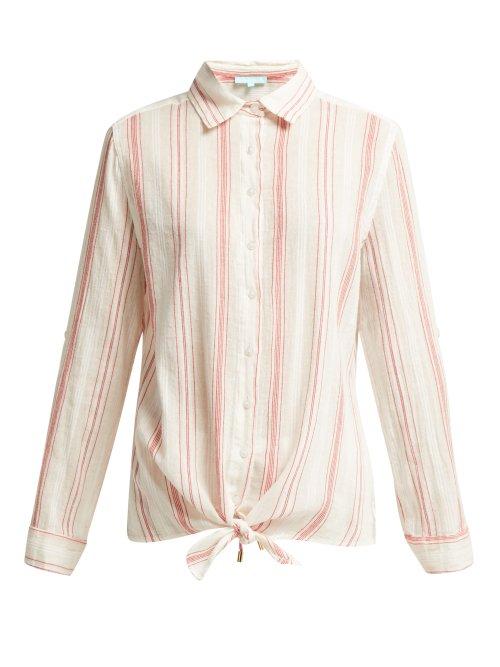 Matchesfashion.com Melissa Odabash - Inny Striped Cotton Shirt - Womens - Red Stripe