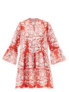 Juliet Dunn - Palladio Block-print Cotton Dress - Womens - Red Print