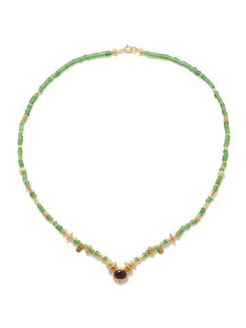 Katerina Makriyianni - Princess Amethyst And 24kt Gold-vermeil Necklace - Womens - Green Multi