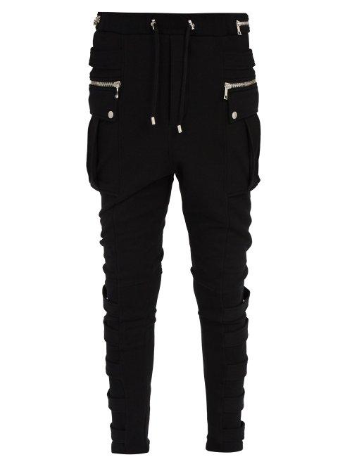 Matchesfashion.com Balmain - Zipped Cotton Track Pants - Mens - Black