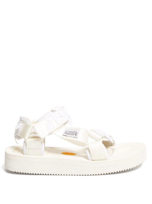 Matchesfashion.com Cecilie Bahnsen - X Suicoke Maria Floral Velcro-strap Sandals - Womens - White