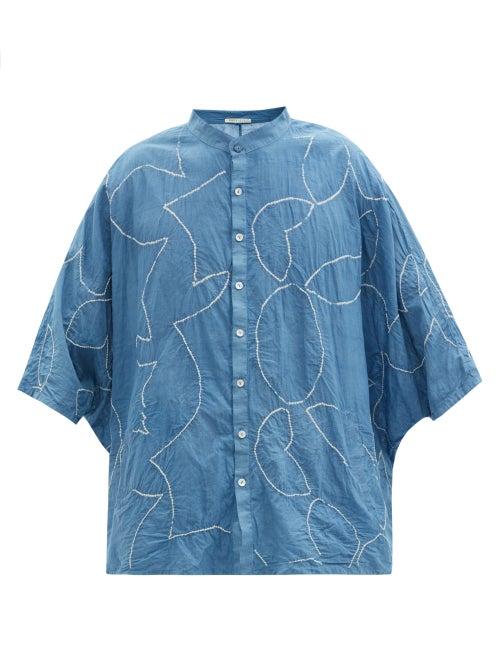 Matchesfashion.com 11.11 / Eleven Eleven - Bandhani-dyed Organic-cotton Shirt - Mens - Blue