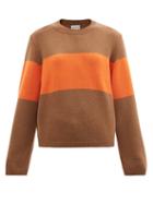 Moncler - Colour-block Wool Sweater - Womens - Brown Stripe