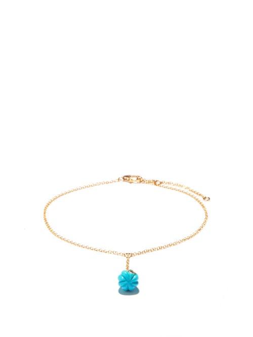 Yvonne Lon - Diamond, Turquoise & 9kt Gold Ankle Bracelet - Womens - Blue