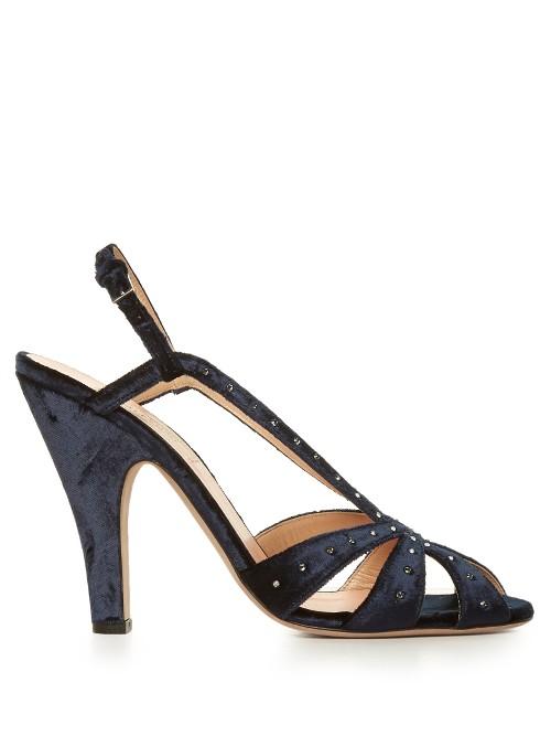 Valentino Stardust Embellished Velvet Sandals