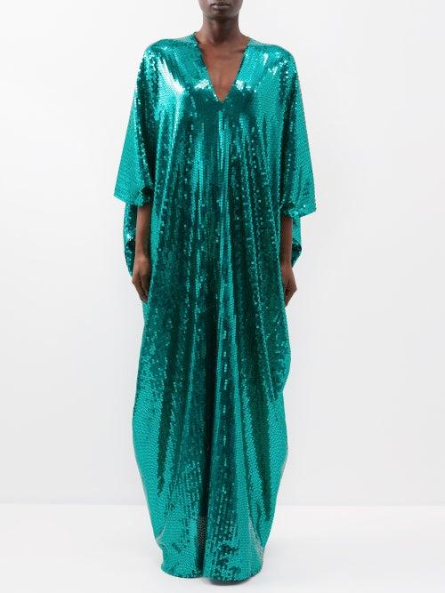 Taller Marmo - Gala Disco V-neck Sequinned-crepe Gown - Womens - Green