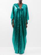 Taller Marmo - Gala Disco V-neck Sequinned-crepe Gown - Womens - Green