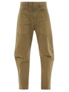 Nili Lotan - Shon High-rise Cotton-twill Cropped-leg Trousers - Womens - Green