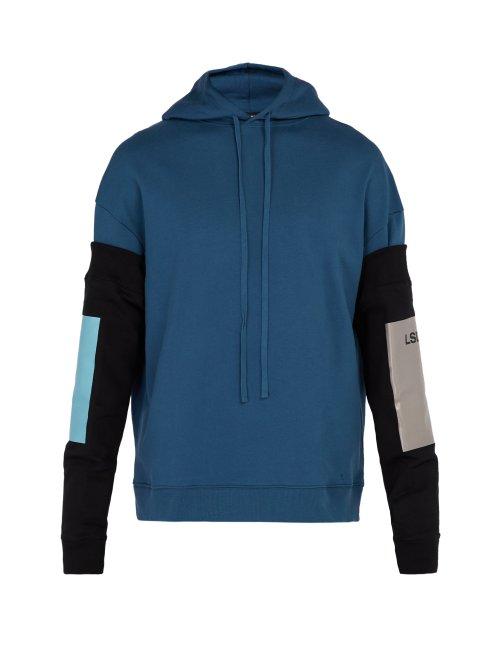 Matchesfashion.com Raf Simons - Cotton Hoodie With Detachable Sleeves - Mens - Dark Navy