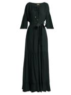 Matchesfashion.com Albus Lumen - Lolita Bell Sleeved Tiered Dress - Womens - Dark Green