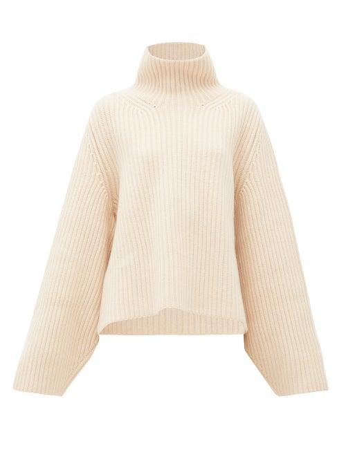 Matchesfashion.com Khaite - Molly Ribbed Cashmere Sweater - Womens - Beige