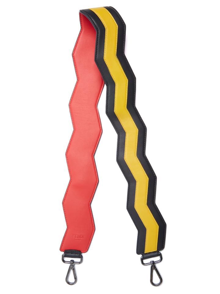 Fendi Zig-zag Appliqu Leather Bag Strap