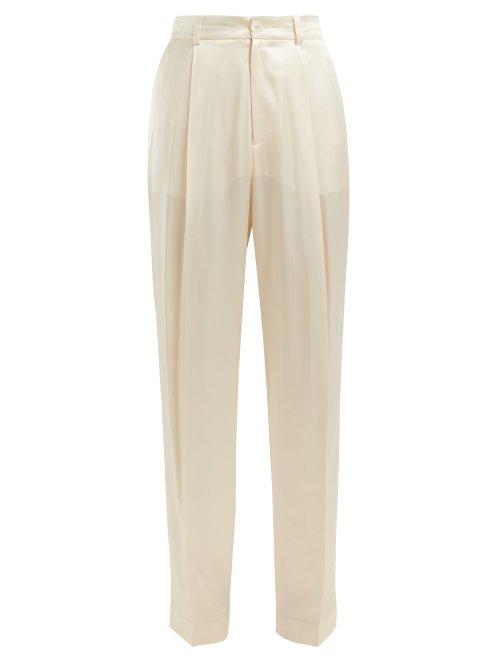 Matchesfashion.com Joseph - Riska Silk Satin High Waisted Trousers - Womens - Cream
