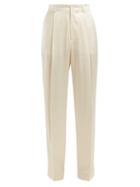 Matchesfashion.com Joseph - Riska Silk Satin High Waisted Trousers - Womens - Cream