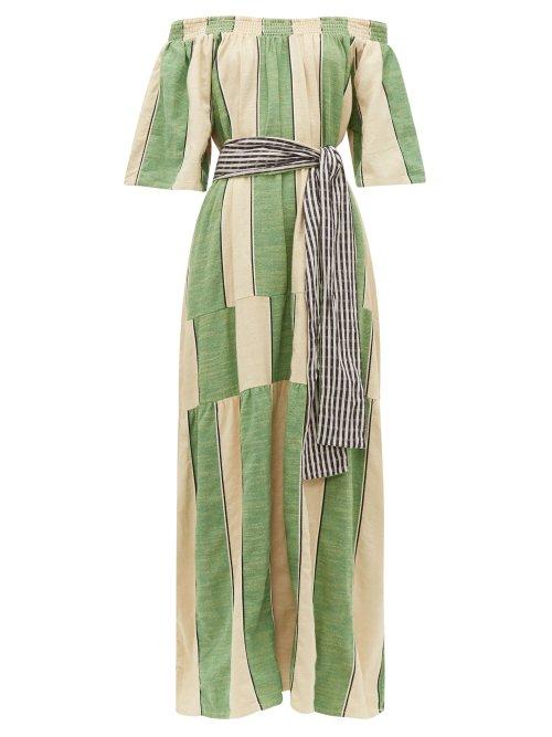 Matchesfashion.com Ace & Jig - Casa Striped Cotton Chambray Maxi Dress - Womens - Green