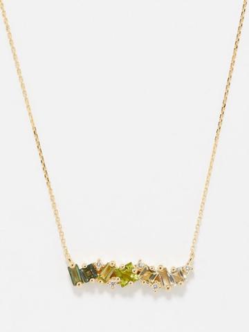 Suzanne Kalan - Amalfi Diamond, Tourmaline & 14kt Gold Necklace - Womens - Green Multi