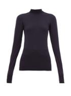 Matchesfashion.com Falke - High Neck Stretch Jersey Performance Top - Womens - Navy