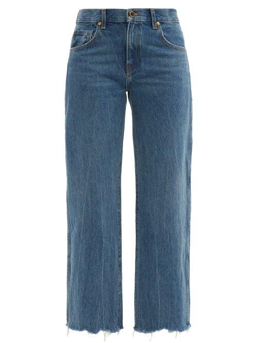 Matchesfashion.com Khaite - Kerrie Raw-hem Wide-leg Jeans - Womens - Dark Blue