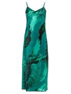 Matchesfashion.com F.r.s - For Restless Sleepers - Toosa Palm Print Satin Slip Dress - Womens - Green Multi