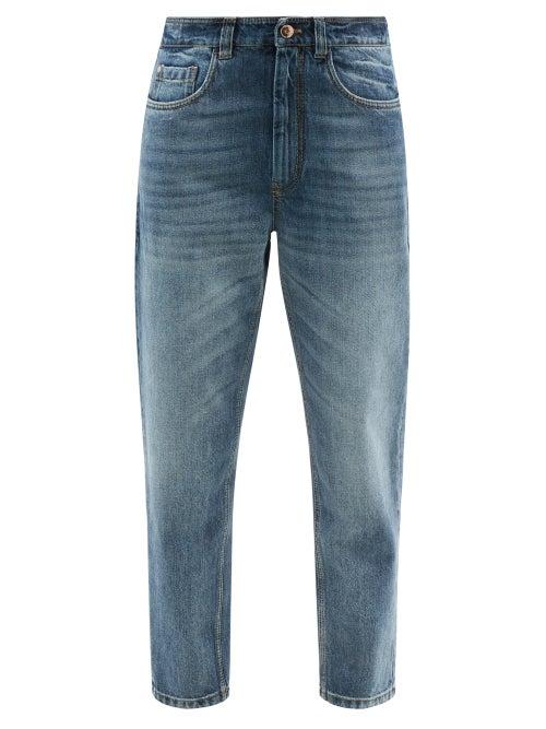 Ladies Rtw Brunello Cucinelli - High-rise Garment-dyed Tapered-leg Jeans - Womens - Denim