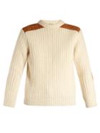 Saint Laurent Suede-trim Ribbed Wool Sweater