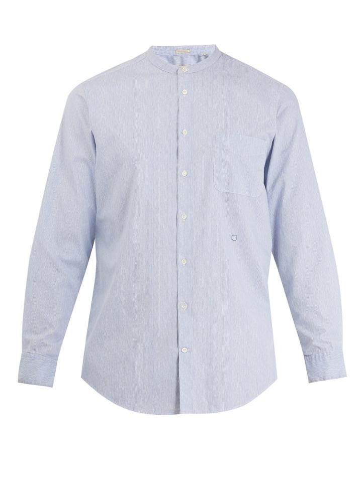 Massimo Alba Grandad-collar Striped Cotton Shirt