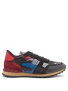 Matchesfashion.com Valentino Garavani - Rockrunner Camouflage Leather And Canvas Trainers - Mens - Red Multi